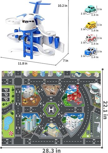 Temi Kids Airplane Boy Toys for 3 4 4 Onder Boys-مسارات سباق السيارات للأطفال الذين تتراوح أعمارهم بين 3 و 5 سنوات مع 8 ألعاب صغيرة للسيارات ، لعبة تعليمية صغيرة ، هدايا أعياد الميلاد للأولاد 3-5 ، هدايا عيد ميلاد للفتيان 3-5 in Kuwait