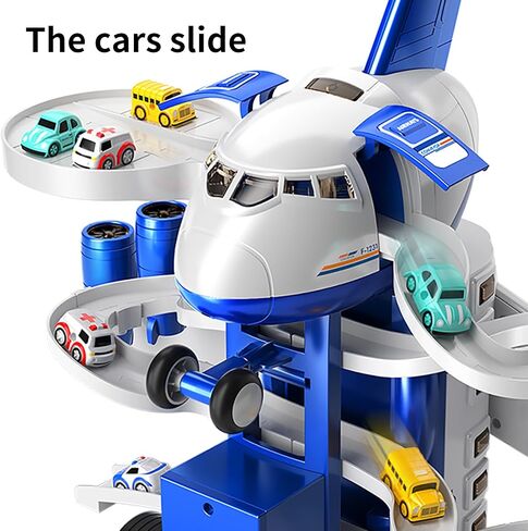 Temi Kids Airplane Boy Toys for 3 4 4 Onder Boys-مسارات سباق السيارات للأطفال الذين تتراوح أعمارهم بين 3 و 5 سنوات مع 8 ألعاب صغيرة للسيارات ، لعبة تعليمية صغيرة ، هدايا أعياد الميلاد للأولاد 3-5 ، هدايا عيد ميلاد للفتيان 3-5 in Kuwait