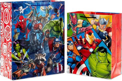 Hallmark Marvel Avengers Superhero Gift Bag Set (1 Large 13" Bag and 1 Extra Large 15" Bag) with Spider-Man, Hulk, Thor, Iron Man for Birthdays, Christmas, Halloween in Saudi Arabia