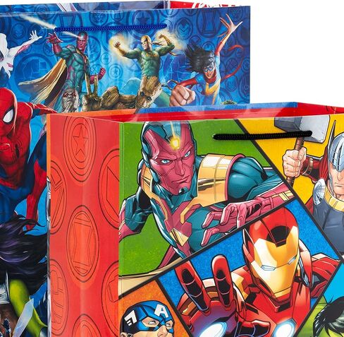 Hallmark Marvel Avengers Superhero Gift Bag Set (1 Large 13" Bag and 1 Extra Large 15" Bag) with Spider-Man, Hulk, Thor, Iron Man for Birthdays, Christmas, Halloween in Saudi Arabia