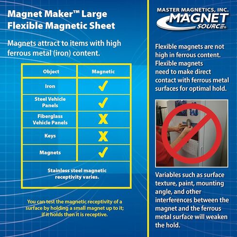 Master Magnetics 08505 Magnet Maker Flexible Magnetic Sheet - Non Adhesive, 12" Wide, 24.5" Long, White Vinyl Front in Saudi Arabia