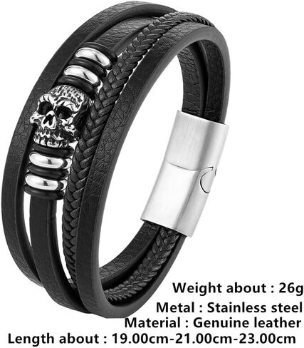 Skull Skeleton Bracelet Leather Bracelet for Men Bracelet for Men Bracelets Stainless Steel in Saudi Arabia