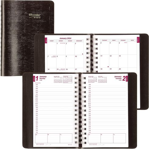 Brownline® 2025 Essential Daily/Monthly Planner, Appointment Book, 12 Months, January to December, Twin-Wire Binding, 8" x 5", Black (CB634W.BLK-25) in Saudi Arabia