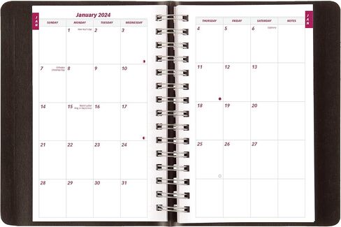 Brownline® 2025 Essential Daily/Monthly Planner, Appointment Book, 12 Months, January to December, Twin-Wire Binding, 8" x 5", Black (CB634W.BLK-25) in Saudi Arabia