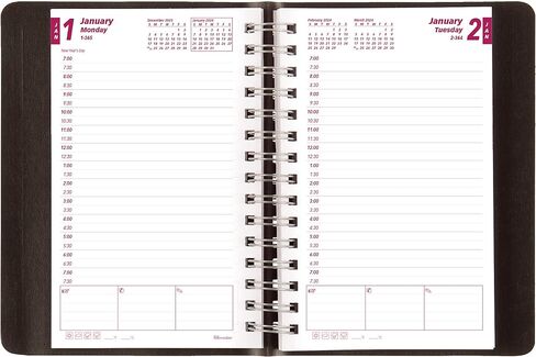 Brownline® 2025 Essential Daily/Monthly Planner, Appointment Book, 12 Months, January to December, Twin-Wire Binding, 8" x 5", Black (CB634W.BLK-25) in Saudi Arabia