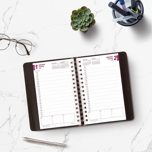 Brownline® 2025 Essential Daily/Monthly Planner, Appointment Book, 12 Months, January to December, Twin-Wire Binding, 8" x 5", Black (CB634W.BLK-25) in Saudi Arabia