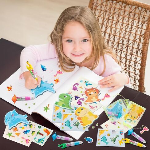 CY2SIDE Capybara Stationery Party Gift - 12 Pack Fun Animal Prizes Set Include 4-in-1 Ballpoint Pens Sticky Note Sticker and Organza Birthday Party Favors Goodie Bag Fillers Stuffer for School Rewards in Kuwait