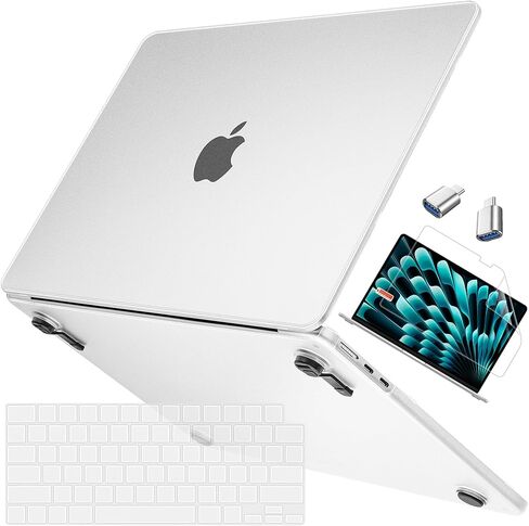 Mektron Ultra Thin Armor Case Compatible with MacBook Air 13.6 inch 2024-2022 M3 M2 A3113 A2681,[Same as Bare MacBook] [Anti-Fingerprint] Protective Hard Shell with Fold Kickstand, Frosted Clear in Saudi Arabia