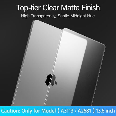 Mektron Ultra Thin Armor Case Compatible with MacBook Air 13.6 inch 2024-2022 M3 M2 A3113 A2681,[Same as Bare MacBook] [Anti-Fingerprint] Protective Hard Shell with Fold Kickstand, Frosted Clear in Saudi Arabia