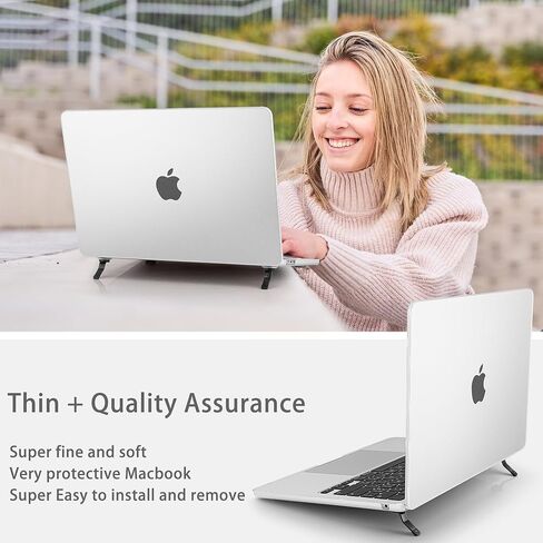 Mektron Ultra Thin Armor Case Compatible with MacBook Air 13.6 inch 2024-2022 M3 M2 A3113 A2681,[Same as Bare MacBook] [Anti-Fingerprint] Protective Hard Shell with Fold Kickstand, Frosted Clear in Saudi Arabia