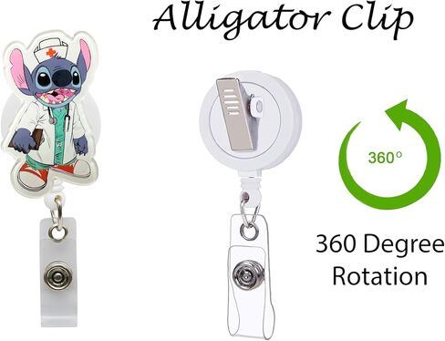Nurse Blue Cartoon Alien Badge Reel - Retractable ID Holder for Nurses Hospitals Doctors and Office Staff in Kuwait