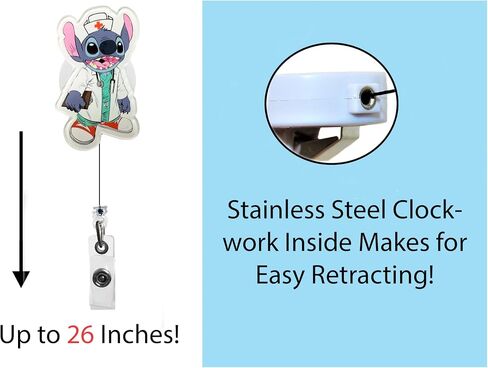 Nurse Blue Cartoon Alien Badge Reel - Retractable ID Holder for Nurses Hospitals Doctors and Office Staff in Kuwait