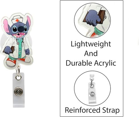 Nurse Blue Cartoon Alien Badge Reel - Retractable ID Holder for Nurses Hospitals Doctors and Office Staff in Kuwait