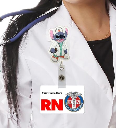 Nurse Blue Cartoon Alien Badge Reel - Retractable ID Holder for Nurses Hospitals Doctors and Office Staff in Kuwait
