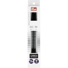 Prym Ergonomics 8" Double Point, Carbon, 3.0mm, 5 Count Knitting Needles, US 2.5 (3 mm), Black