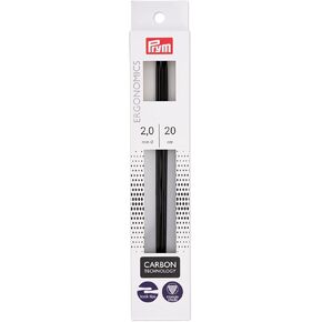 Prym Ergonomics 8" Double Point, Carbon, 3.0mm, 5 Count Knitting Needles, US 2.5 (3 mm), Black