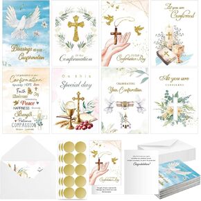 24 Sets Religious Confirmation Card Bulk with Scripture Assorted Message and Bible Verse Inspirational Congratulations Confirmation Greeting Cards with Envelopes for Christian Gifts Baptism