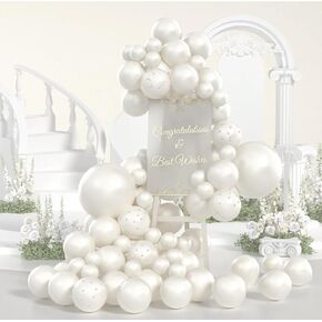 Pearl Balloon Arch Pearl White Sand Double Stuffed Balloons Arch With Pearl Stickers 5/10/12/18 Inch Bridal Shower Balloon Arch Pearl Ivory Balloon Garland For Wedding Birthday Baby Shower Decorations