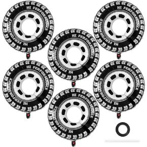 6 Pcs Large Wheel Balloons, 30 Inch Tire Balloons Race Car Wheel Balloons, Race Car Party Decorations Car Foil Balloons for Birthday Party Race Car Theme Party Supplies