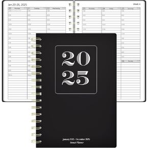 2025 Daily Planner Appointment Book Quarter-Hourly Daily Weekly & Monthly Agenda Book - from Jan. 2025 - Dec. 2025, 5.7"x8.5" with Note Pages,Twin-wire Binding