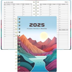 2025 Daily Planner Appointment Book Quarter-Hourly Daily Weekly & Monthly Agenda Book - from Jan. 2025 - Dec. 2025, 5.7"x8.5" with Note Pages,Twin-wire Binding