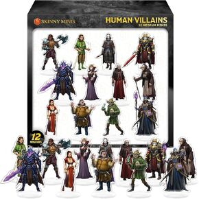 D&D Compatible Miniatures, Human Villains, DND Acrylic Mini Figures, Double-Sided for DND Characters, Durable Tabletop RPG Miniatures