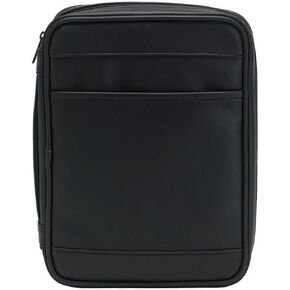 Black Outer Pocket Leather Like Vinyl Bible Cover Case with Handle Large