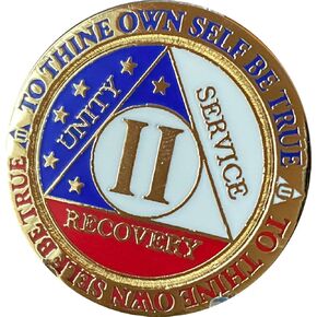 2 Year AA Medallion Reflex Red White Blue Patriotic Gold Plated Color Chip Stars
