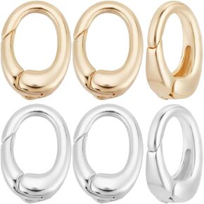 Beebeecraft 10Pcs 2 Colors Oval Spring Clasp 18K Gold&Platinum Plated Teardrop Small Spring Gate Rings Connector for Jewelry Making