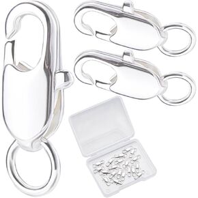 Beebeecraft 1 Box 20PCS Claw Claw Clasp مع حلقات القفز 925 Clasps النحاس النحاسي المطلي بالفضة الاسترليني لصنع المجوهرات DIY (12 × 6 مم)