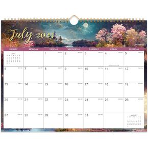 2025-2026 Calendar - 2025-2026 Wall Calendar, Jul. 2025 - Dec. 2026, 15" x 11.5", 18 Monthly Wall Calendar 2025-2026, Twin-Wire Binding + Hanging Hook + Thick Paper + Julian Dates - Landscape