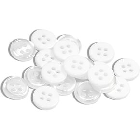Mother of Pearl Buttons 20 Pieces Shirt Button 0,4 inches White Button 18L 4 Hole Plastic Pearlized Buttons
