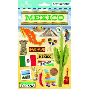 Paper House Productions STDM-2016E Travel Mexico 2D Stickers, 3 Pack