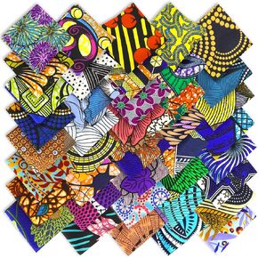 40 Pieces African Wax Print Fabric Ethnic Pattern Pre Cut Quilting Cloth Fabric Fat Quarters Bundles for Sewing Patchwork Face Protectors Crafting Projects, 10 x 10 Inch