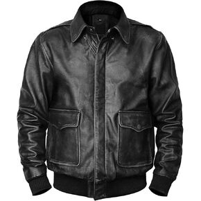 Mens Air Force A-2 Bomber Jacket - US Aviator Brown Leather Flight Jacket