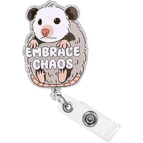 Badge Reel Opossum Badge Badge Reel Retractable Opossum Badge Holder Cute Acrylic Badge Accessories for Doctor Nurse Name Tag Card Badge Holder for Teacher Nursing Assistant Staff