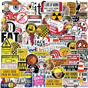 100pcs ملصقات قبعة صلبة مضحكة ، ملصقات مضحكة للبالغين ، صائق ميمي المزخرف للكهربائيين ، حقل الزيت ، الميكانيكا ، الكهربائيين ، العميل ، هدايا ذوي الياقات الزرقاء