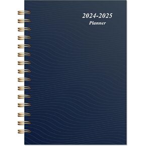 Planner 2024-2025 Daily Weekly and Monthly - Academic Year Planner July 2024-June 2025 - School Planner 5" x 8" with Floral Cover with Twin-Wire Binding - Effectively Manage Your Time - Dark Blue