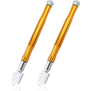 Mesee 2 Pieces Glass Cutter Set, Professional Tungsten Carbide Tip Glass Cutters Pencil Style Mirror Scoring Cutting Tool for 3mm - 15mm Thickness Glass Mosaic Ceramic Tiles Cutting