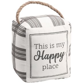 Pavilion - This is My Happy Place - 5" x 4" x 6" Door Stopper Book End Housewarming Present New Home Owner Gift Rustic Farmhouse Home Decor