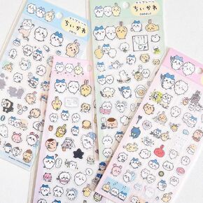 4 Sheets 166pcs Cute Cartoon Chiikawa Sticker PVC Kawaii Japanese Character Decals for Decoration