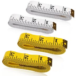 4 Pack 120 Inch/300 cm Soft Tape Measure Body Measuring Tape, Double Scale Tailor Body Measurement Tape, Fabric Cloth Sewing Flexible Ruler for Weight Loss (White & Gold)