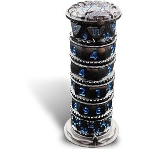 Pagoda Dice Spinner 7 in 1 DND Dice Set, Metal D&D Unique Roulette Dice, D4 D6 D8 D10 D12 D20 D% for Dungeons and Dragons RPG Role Playing Gaming Dice Tower (Blood Strain)