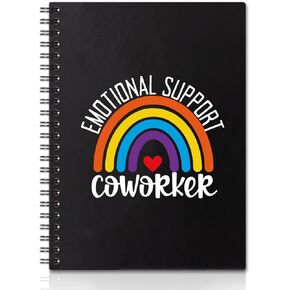 Emotional Support Coworkers Hardcover 160 Pages Blank Spiral Notebooks, Rainbow Work Bestie Gift, Going Away Leaving Farewell Gift for Boss Colleague, Birthday Christmas Gift for Coworker