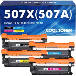 507X 507A Toner Cartridges 4 Pack Compatible for HP 507X 507A High Yield CE400X CE401A CE402A CE403A for Enterprise M551 M551n M551dn M551xh M570dn M570dw M575f Printer (‎Black Cyan Yellow Magenta)
