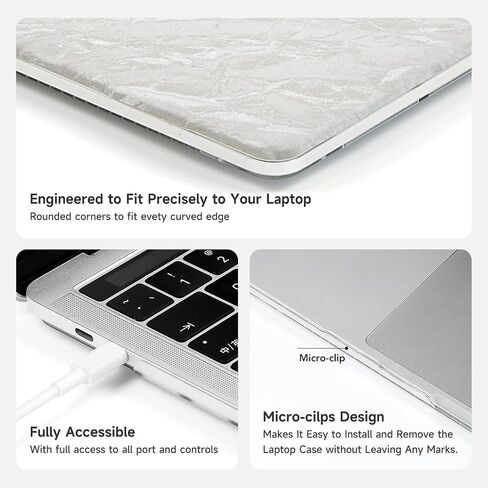 Compatible with 2016-22 MacBook Pro13 A1706/A1989/A2159 /A2251/2289/2338 Faux Leather Hard Shell Case with Keyboard Cover (Light Gray, 2016-22 Pro13 A1706/A1989/A2159 /A2251/2289/2338) in Saudi Arabia
