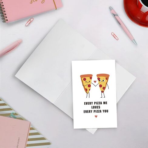SuperShunhu Cute Pizza Pun Birthday Card for Him Her, Lovely Anniversary Valentines Day Card for Boyfriend Girlfriend, Funny Love Greeting Card, Every Pizza Me Card in Kuwait
