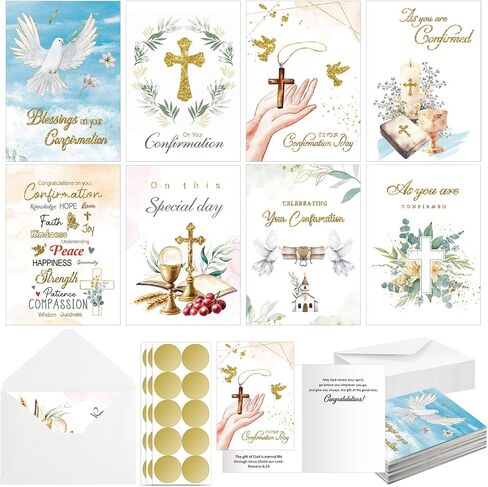 24 Sets Religious Confirmation Card Bulk with Scripture Assorted Message and Bible Verse Inspirational Congratulations Confirmation Greeting Cards with Envelopes for Christian Gifts Baptism in Kuwait