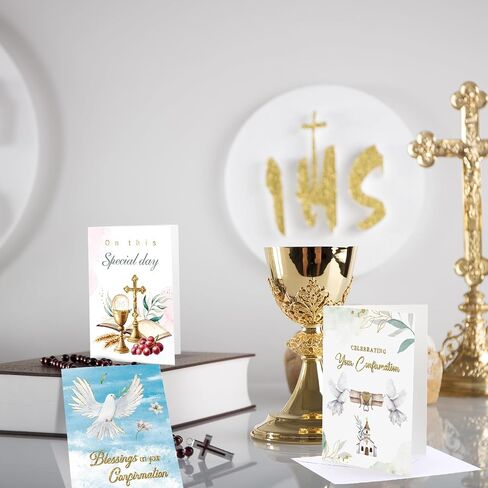 24 Sets Religious Confirmation Card Bulk with Scripture Assorted Message and Bible Verse Inspirational Congratulations Confirmation Greeting Cards with Envelopes for Christian Gifts Baptism in Kuwait
