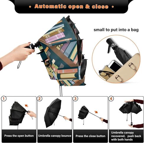 ALAZA Folding Umbrella Compact Travel Umbrella Automatic Open Close, Inverted Umbrella for Rain Windproof Sun Umbrella UV Protection Large Portable Reverse Umbrella in Kuwait